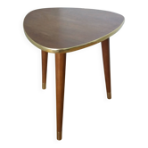 Table basse bout de canapé tripode forme médiator pieds fuselés compas