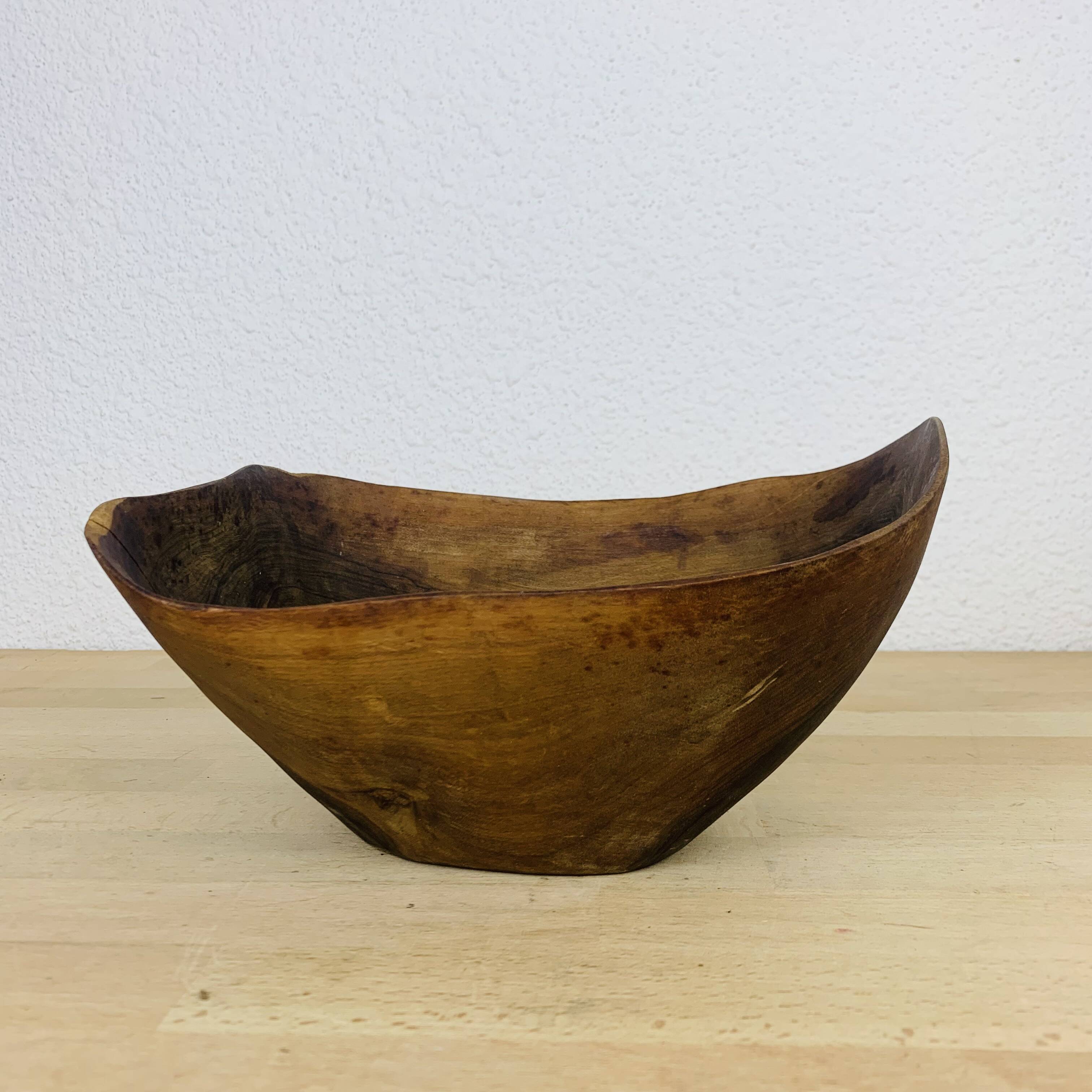 Brutalist bowl by Tony Bain Vallauris, olive wood catch-all.