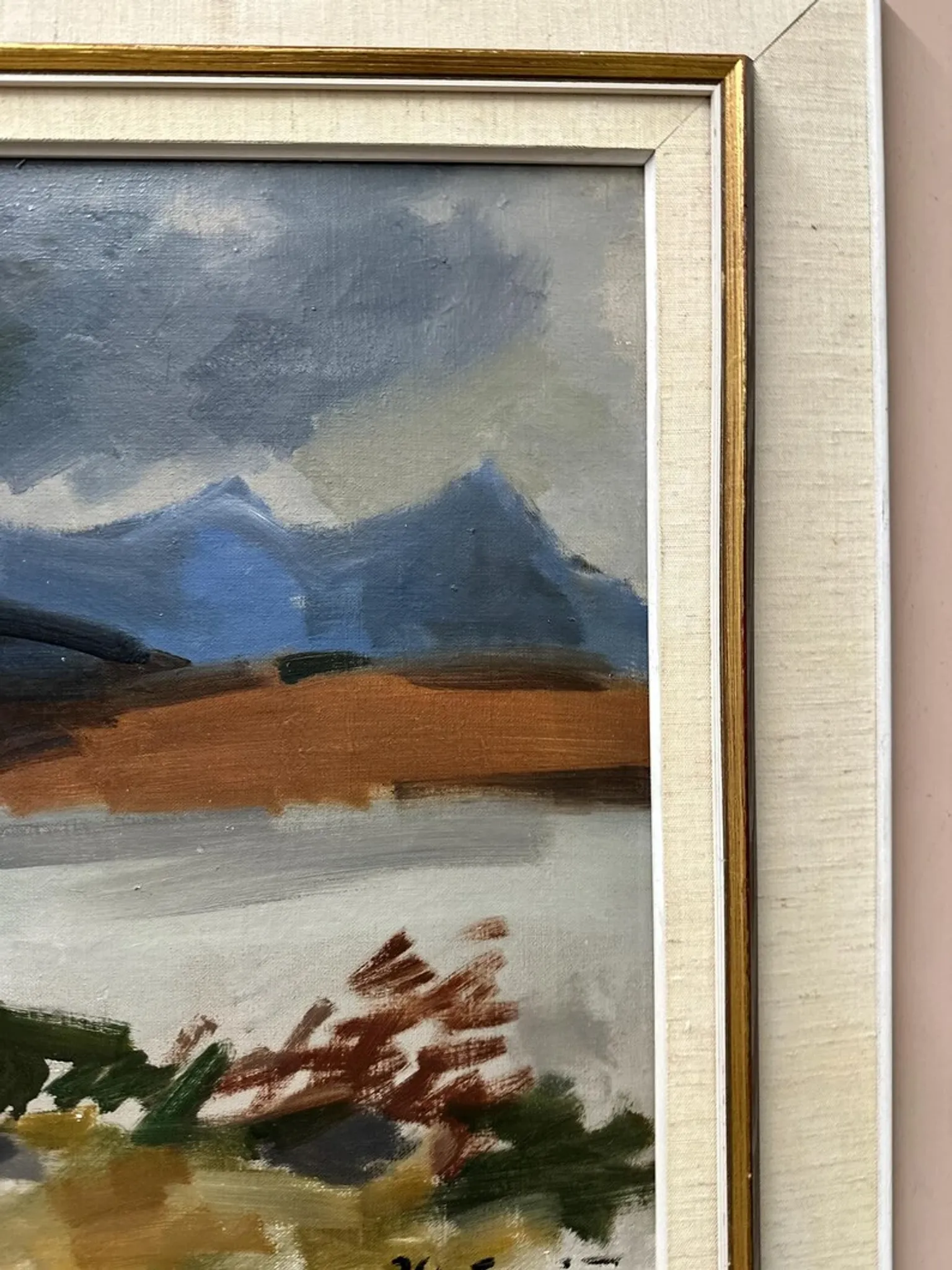 Original Swedish Oil on Canvas – “Landscape” by Ivar Hjertqvist – Vintage & Framed 74 × 65 cm (29" × 25.5")