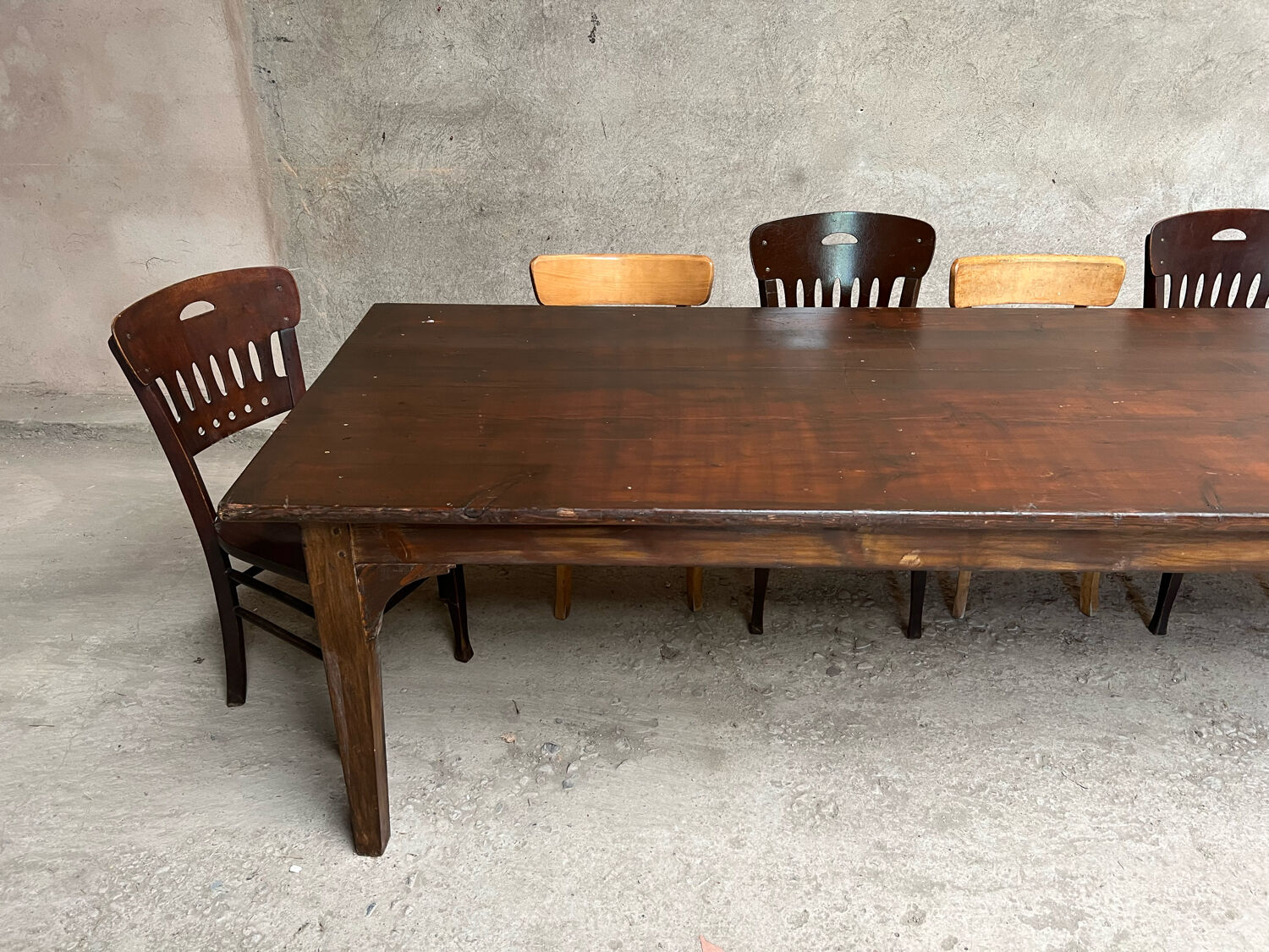 Old 3m fir farm table late 19th early 20th