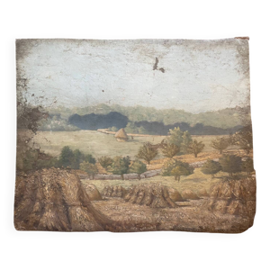 Tableau paysage de moisson - xxe