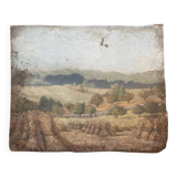 20th century harvest landscape painting