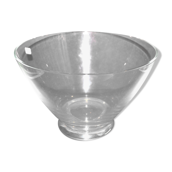 Saladier Lancel en cristal et monture argentée - coupe sur pied 25 x 16.5 cm