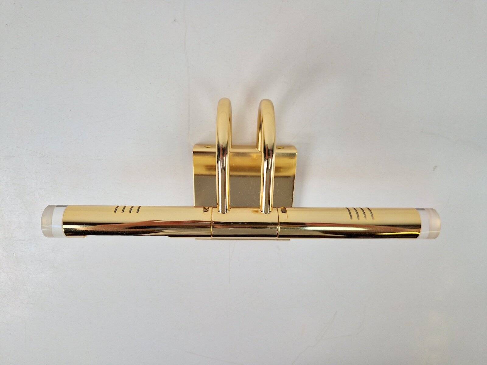Regency Brass Acrylic Cabinet Lamp by Lumina, 1980s, Set of 3