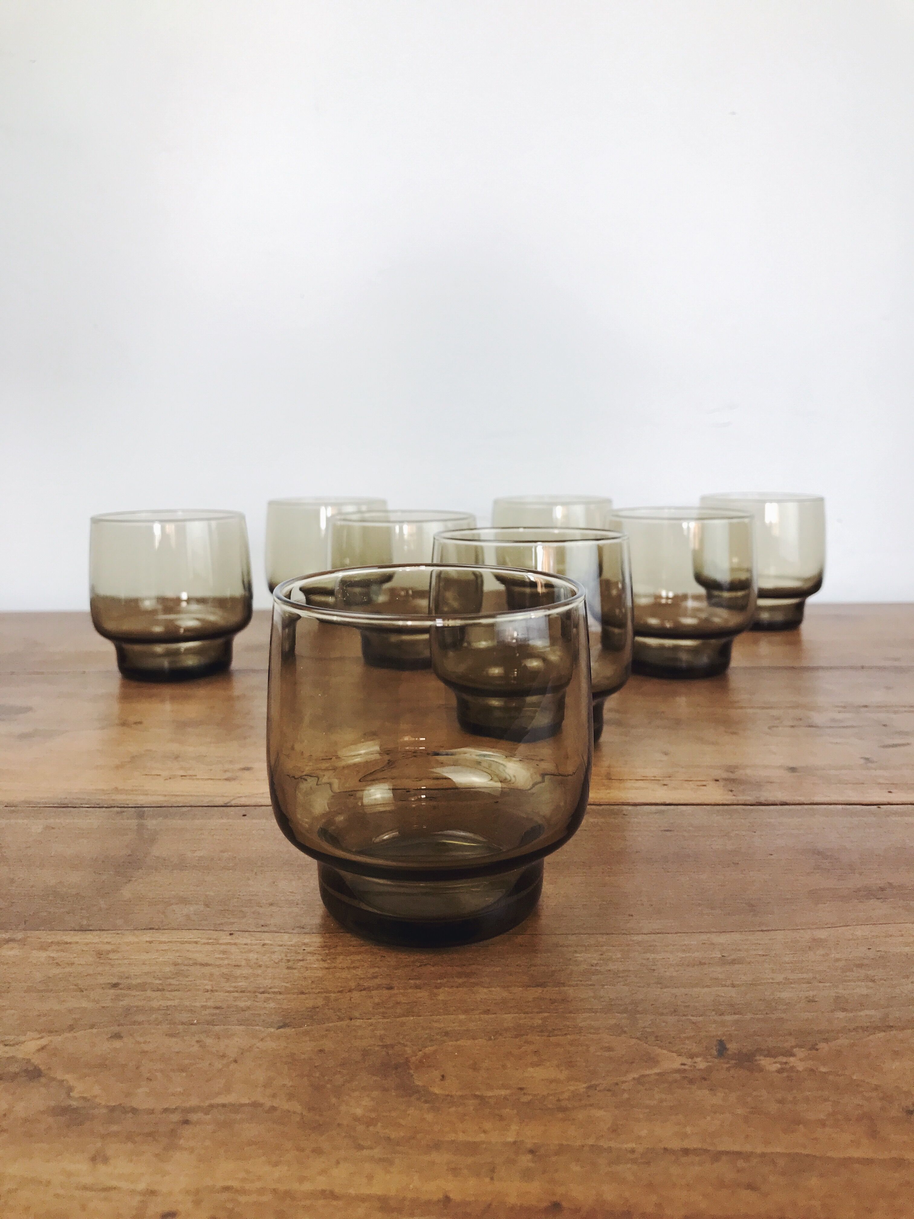 Lot de 8 verres à eau en verre fumé