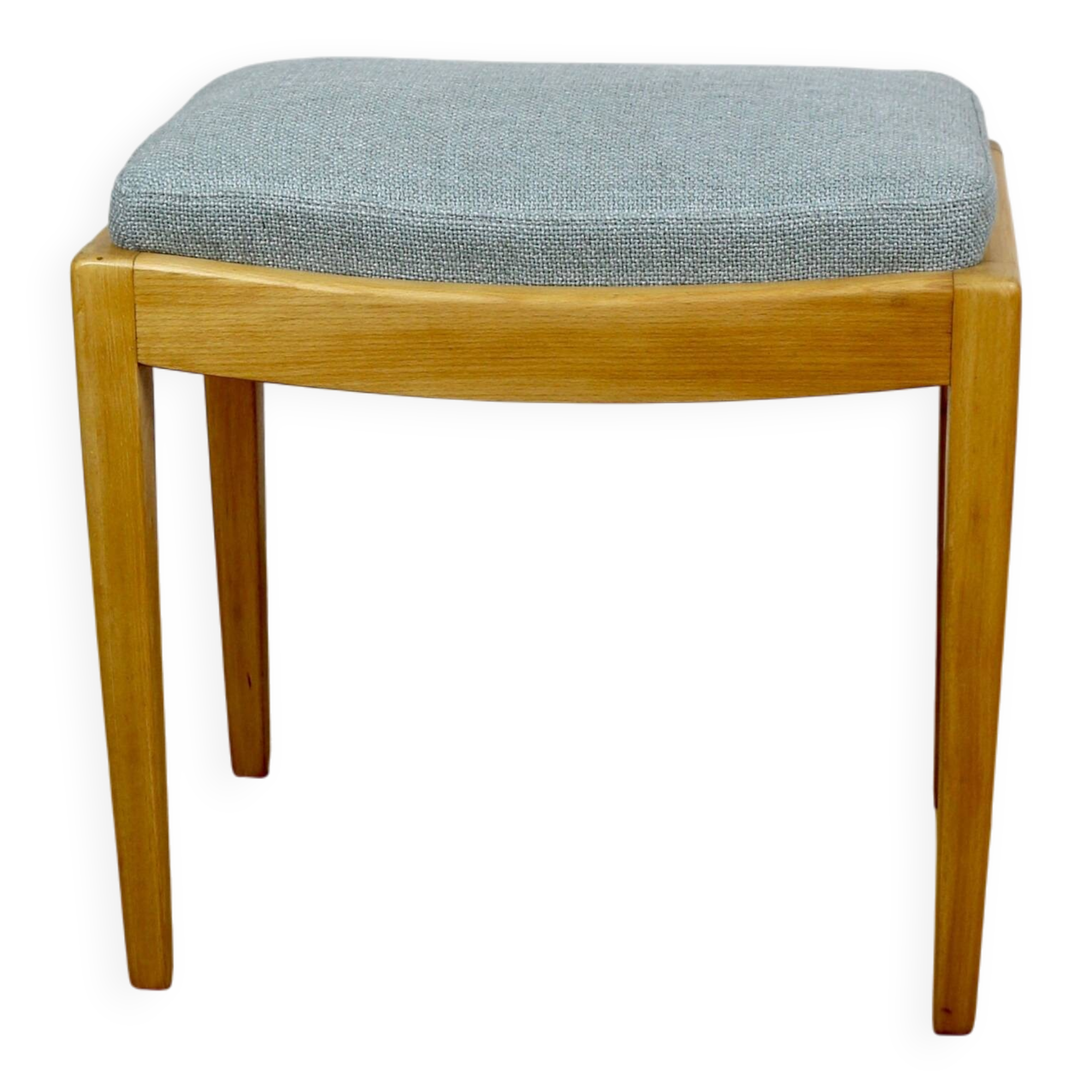 Stool seat light blue natural fabric Art Deco - 2 pieces available