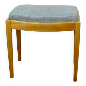 Stool seat light blue natural fabric Art Deco - 2 pieces available
