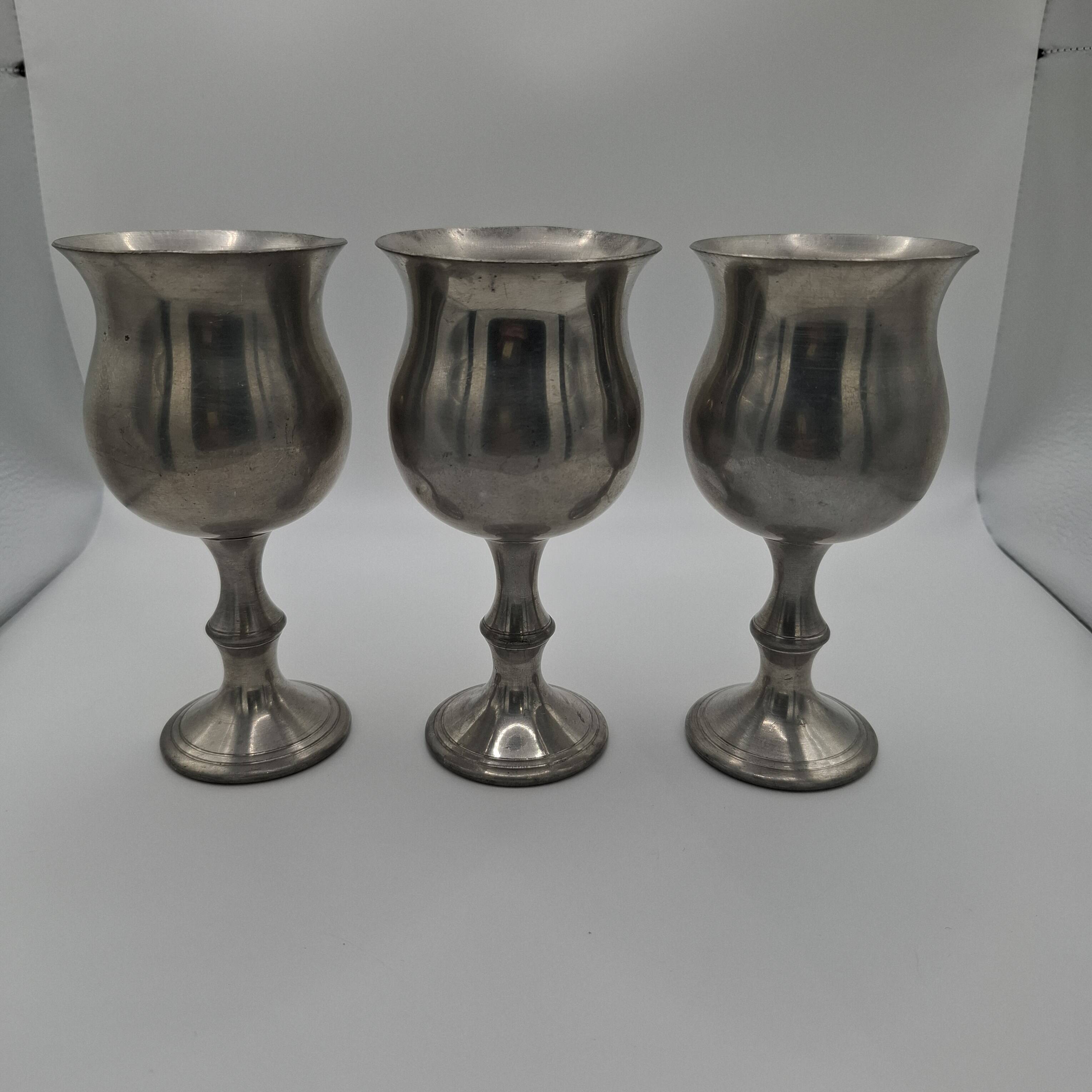 6 English glasses, Peltre Sheffielld cup