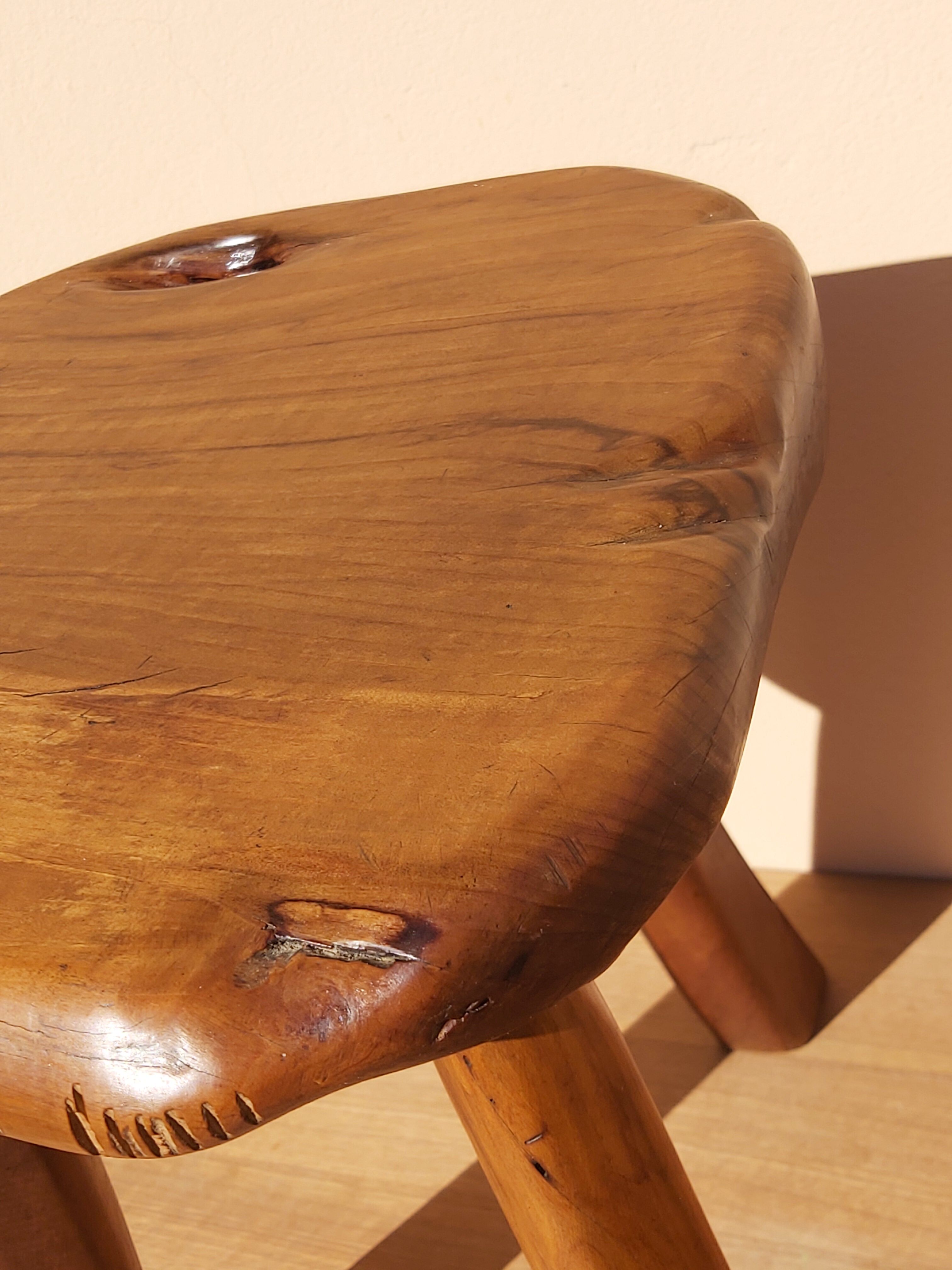 Vintage olive wood tabouret