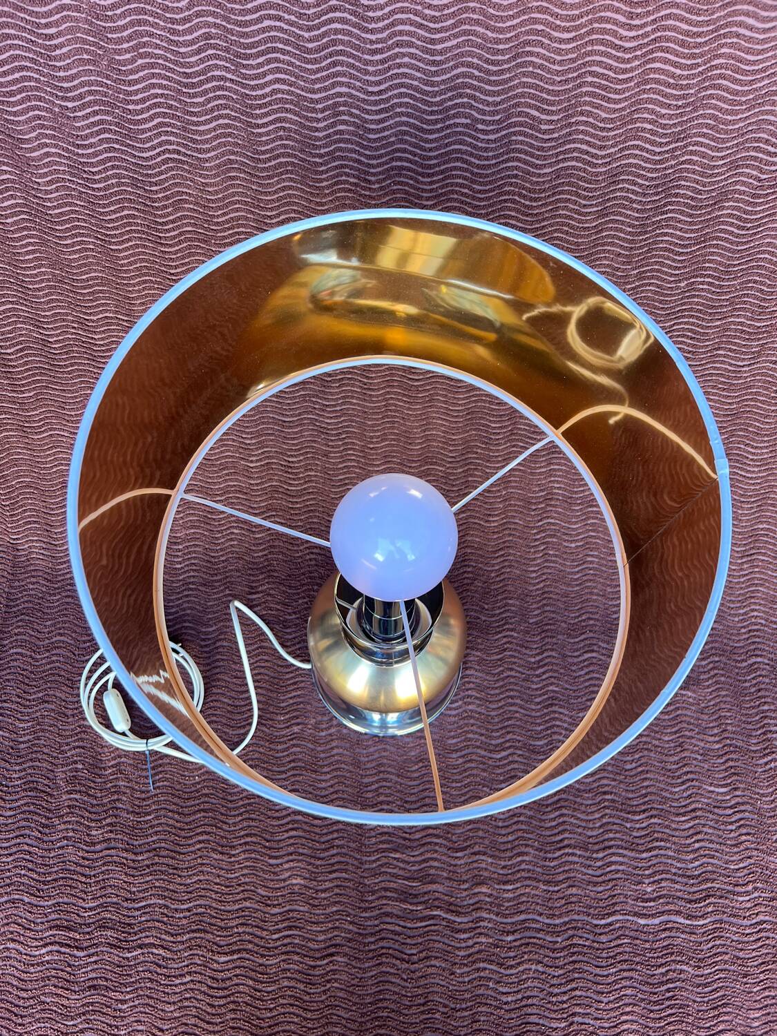 VINTAGE 1970 LARGE FORMAT LAMP CHROME BASE 1 BRUSHED ALUMINIUM BALL DO