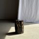 Black petrified wood side table with beige side H35 D24 - 3352