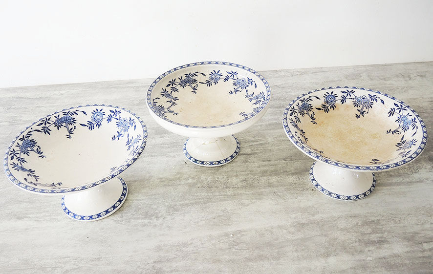 Former trio of dresden porcelain compotiers