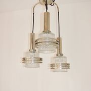 Modern pendant lamp, 1970s, metal and glass, 3xE27
