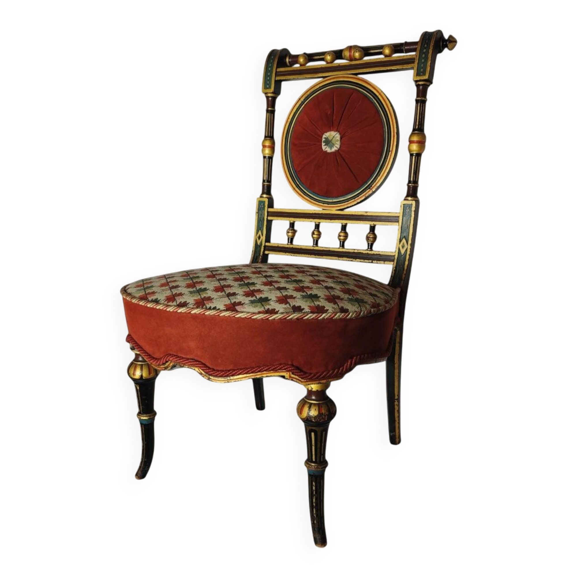 Blackened Wood Boudoir Chair - Napoleon III