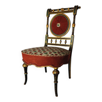 Chaise de Boudoir en Bois Noirci - Napoléon III