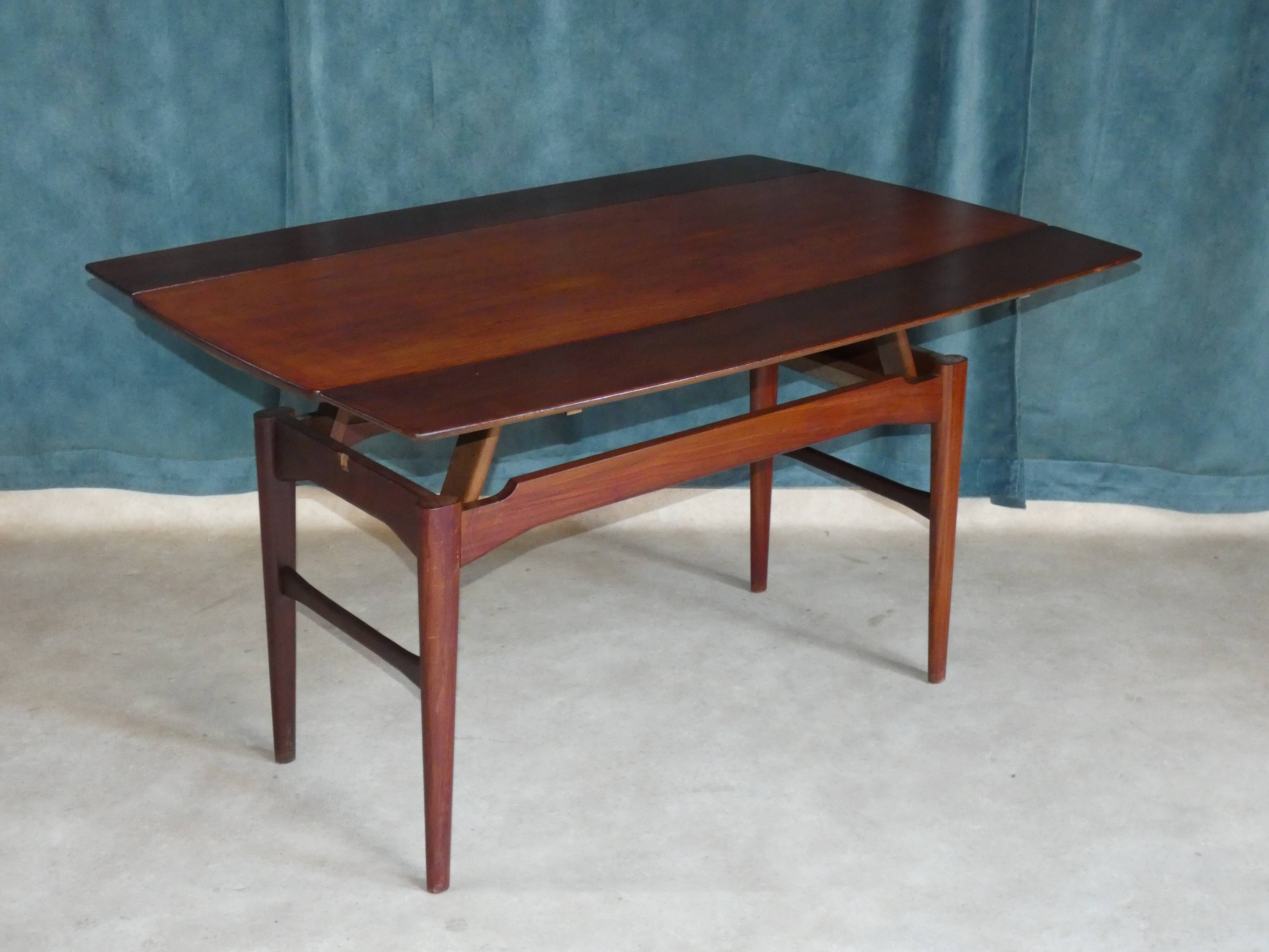 Scandinavian teak coffee table monte and drop, denmark 1960