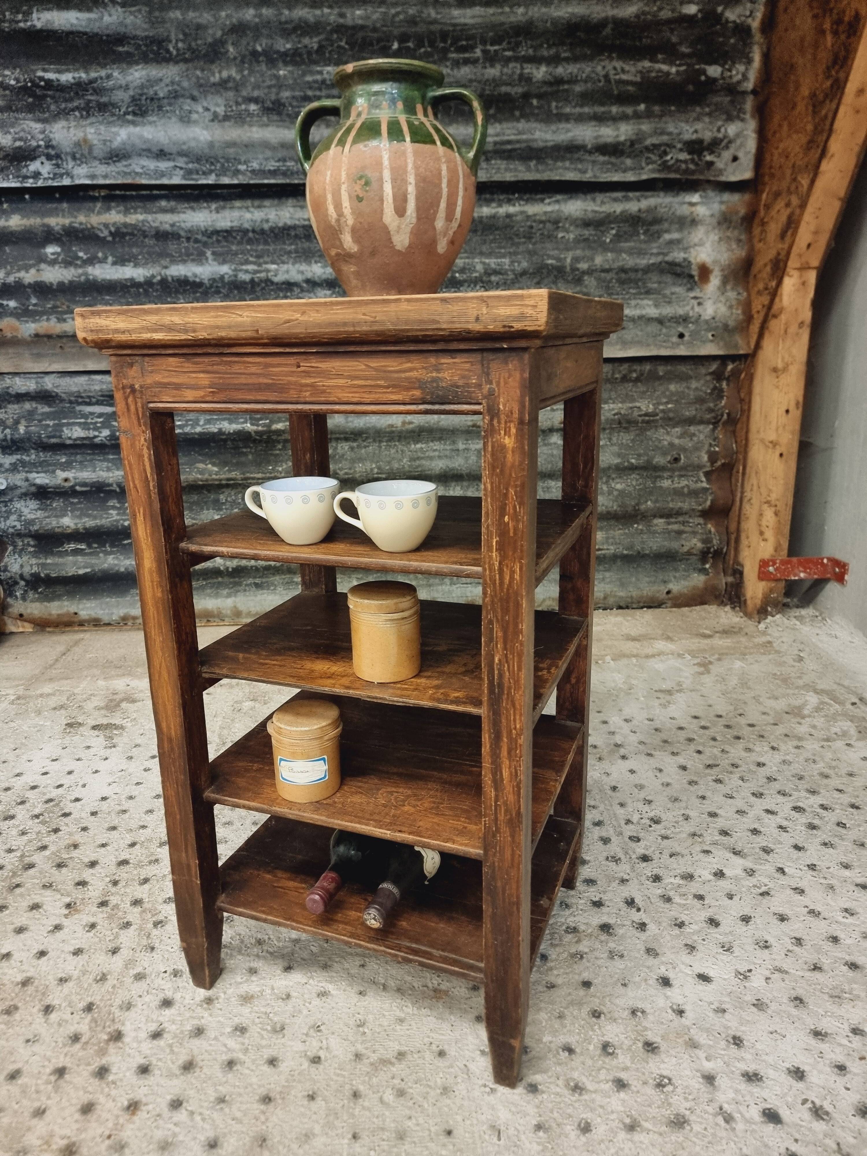 Antique side table shelving unit etagere wood