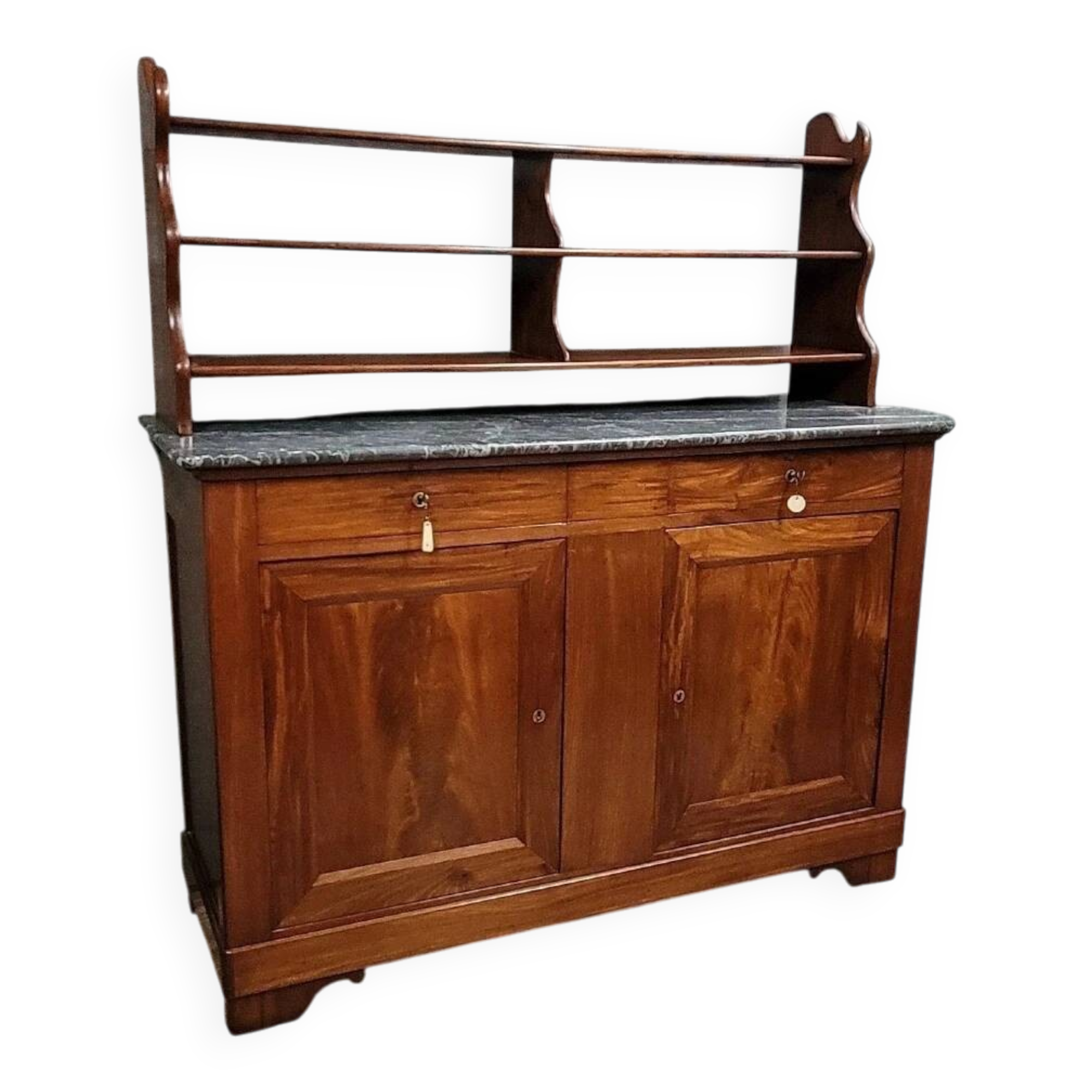 Saint Hubert buffet with shelves, Restoration period, in mahogany, circa 1820