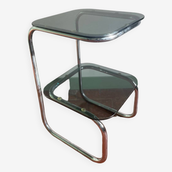 Chrome and smoked glass side table 1970