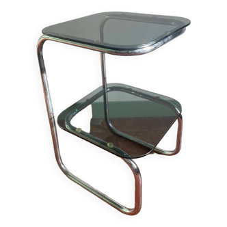 Chrome and smoked glass side table 1970