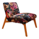 Restored armchair in varnished wood and fabric