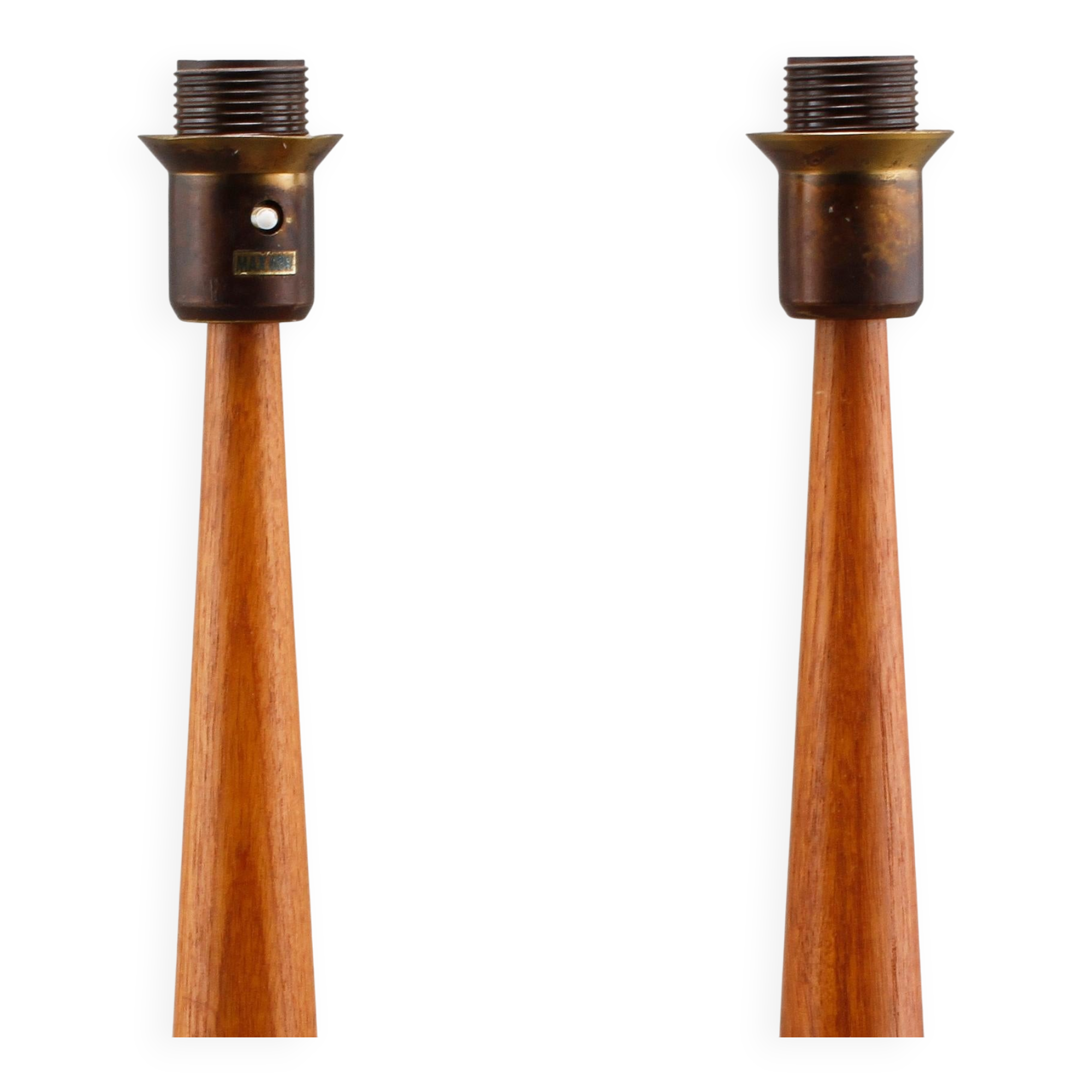 Sculpted teak table lamps for Ab Stilarmatur Tranas, Sweden, 1960.