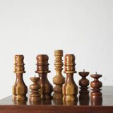 Scandinavian Wooden Candleholders, Set of 7