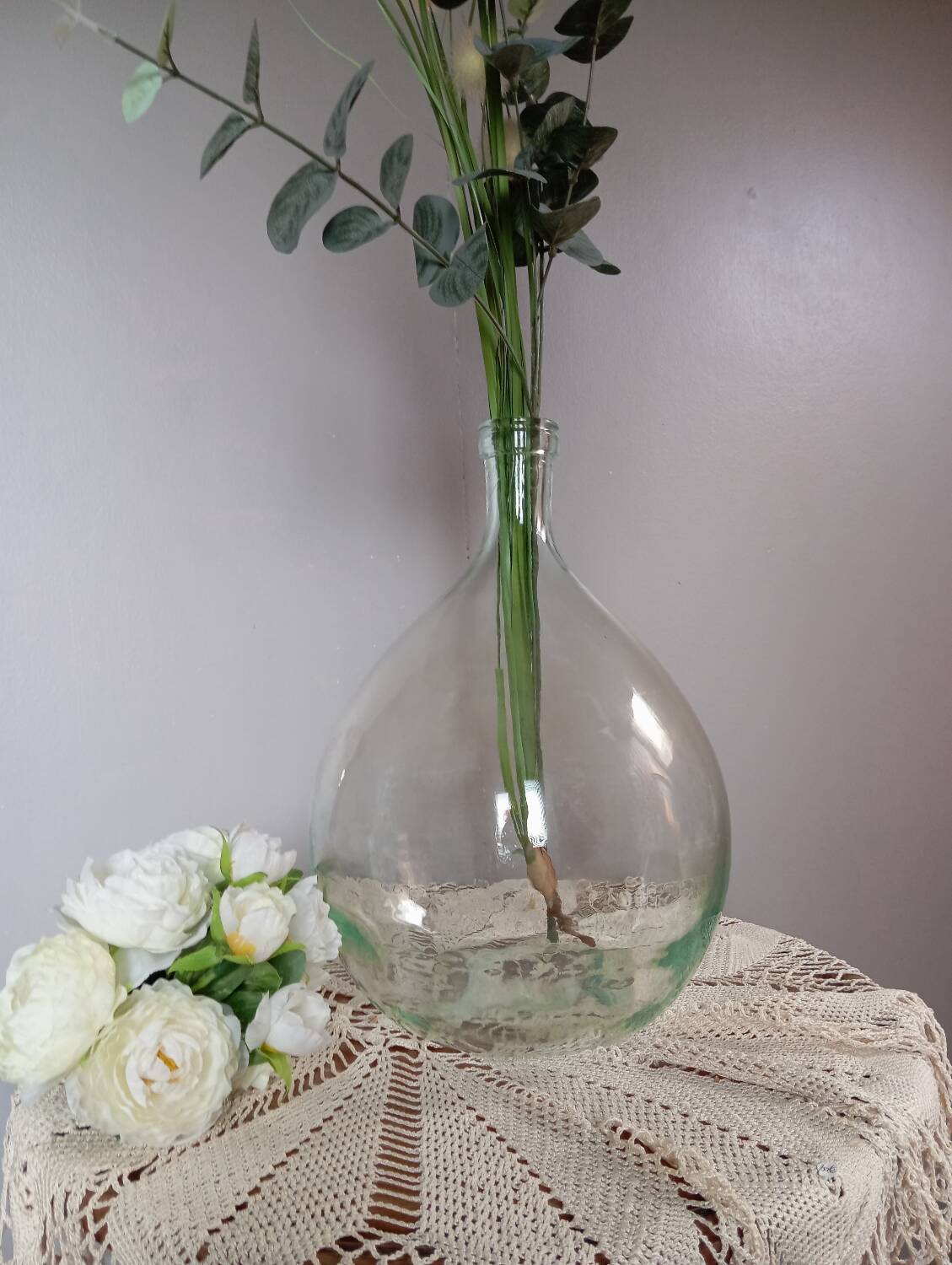 Dame-Jeanne, vintage carboy 6 liters transparent blown glass