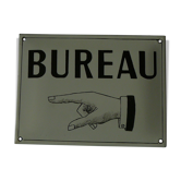 Enamelled plate old 'Office' illustrated with one hand