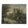 Huile sur toile représentant Notre-Dame de Paris post impressionniste