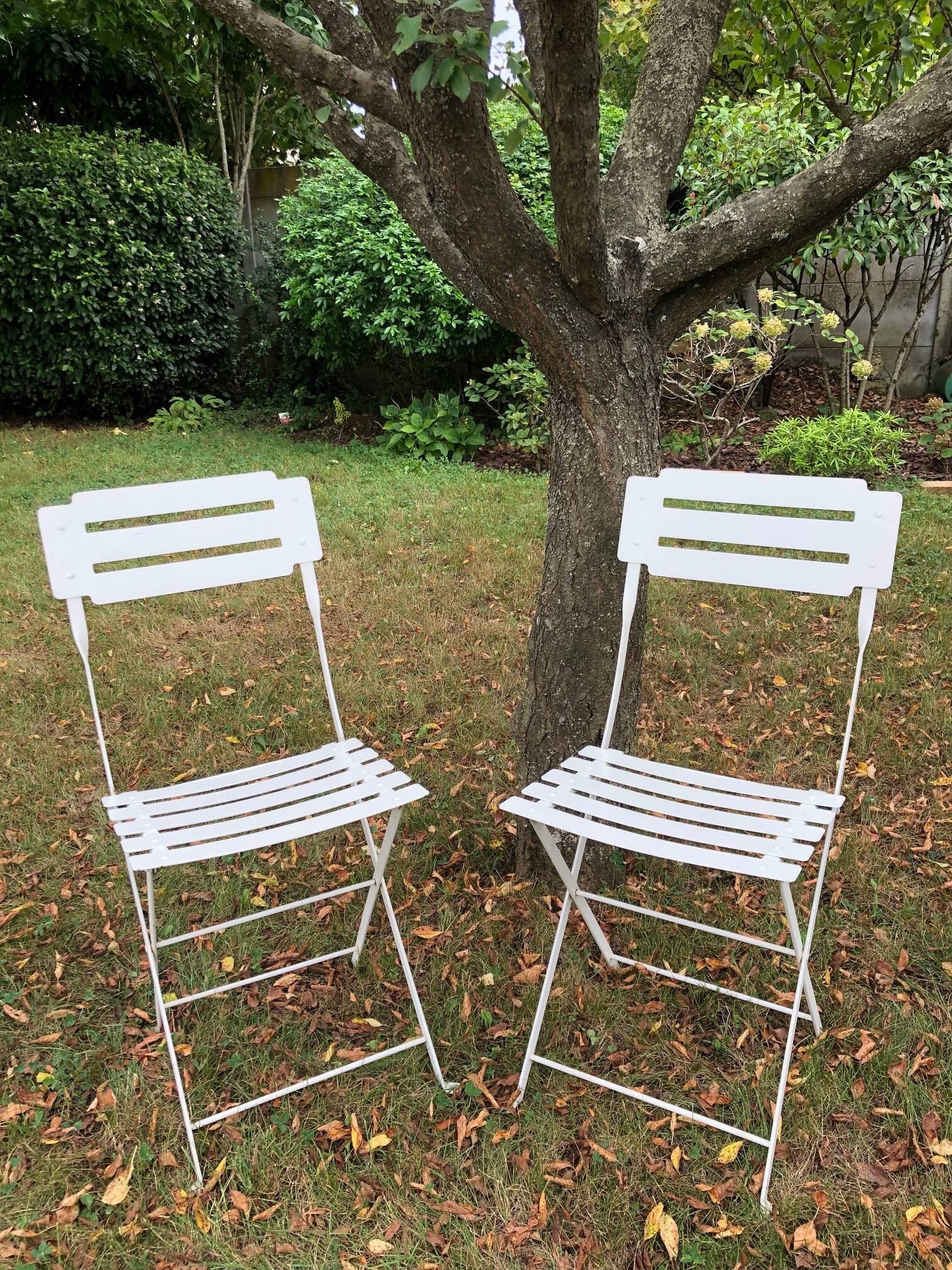 Pair of metal garden chairs
