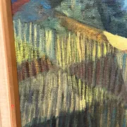 Large Original Swedish Oil on Canvas – “Cubist Landscape” by Kjell Lindberg – Signed – Vintage & Framed