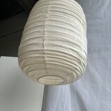 Suspension in rattan and natural japanese linen lantern shape h70 d50