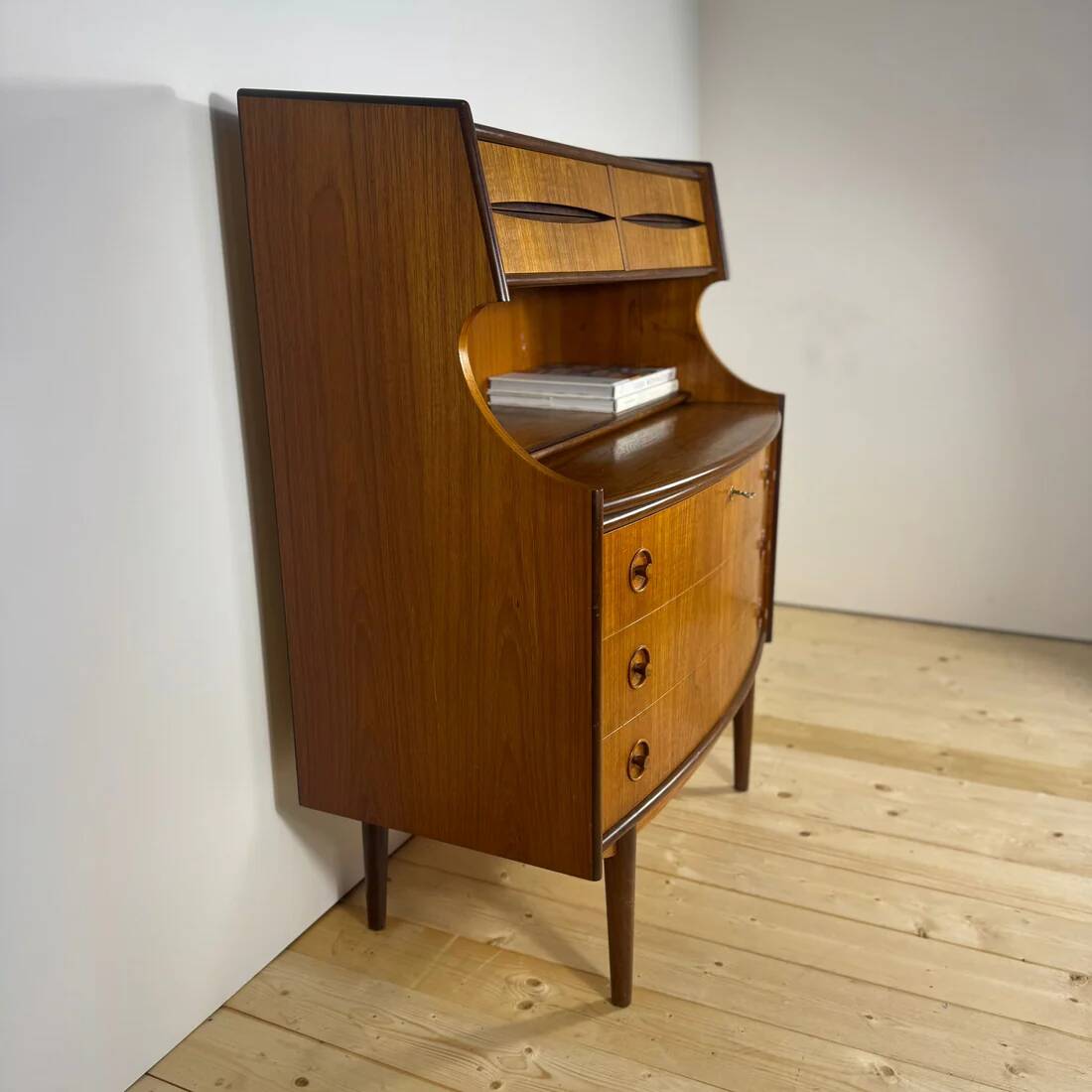 Danish teak cabinet with drawers and pull-out secretary desk – 1960