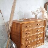 Vintage rattan chest of drawers circa 70s