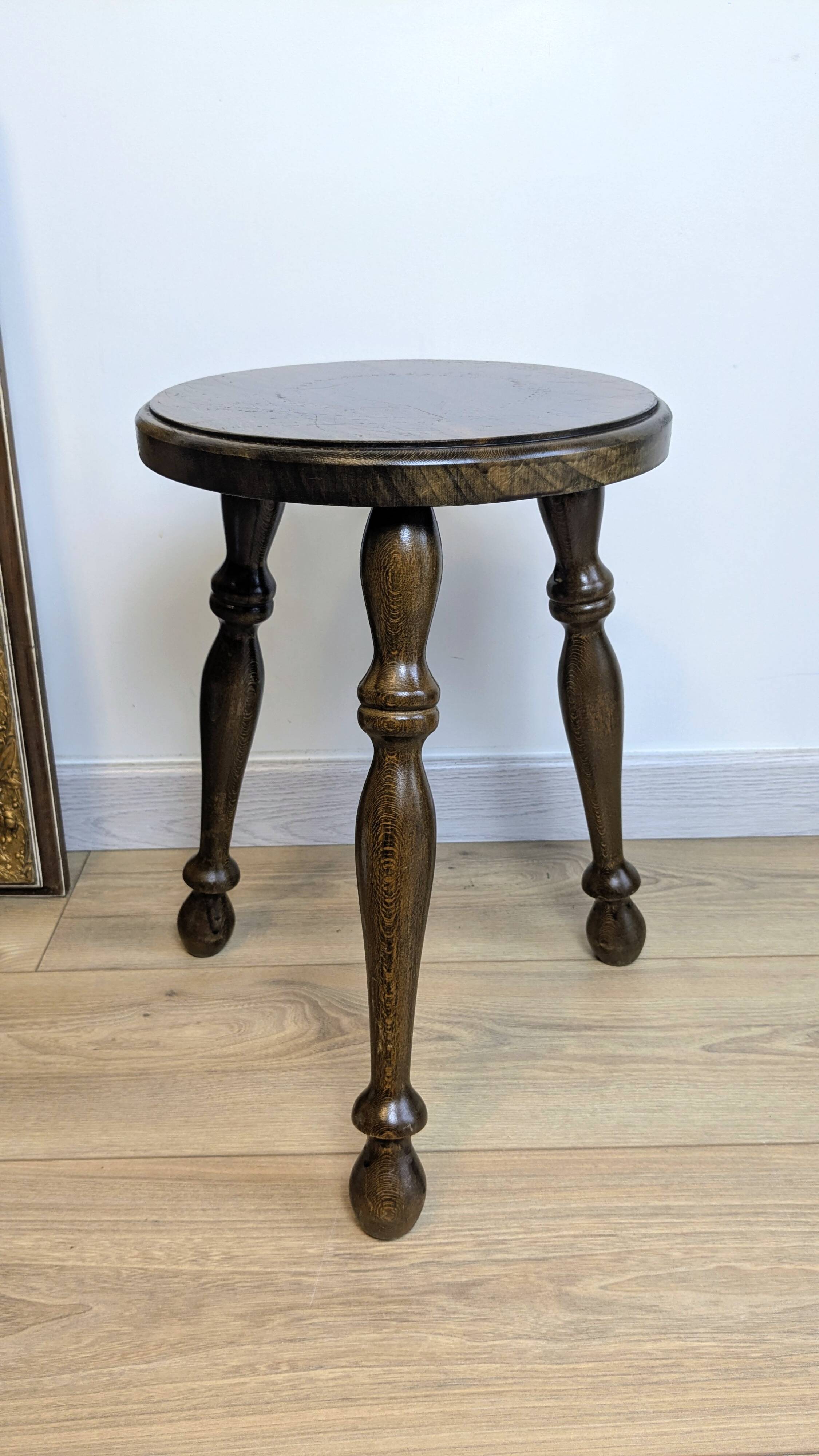 Old turned oak tripod stool