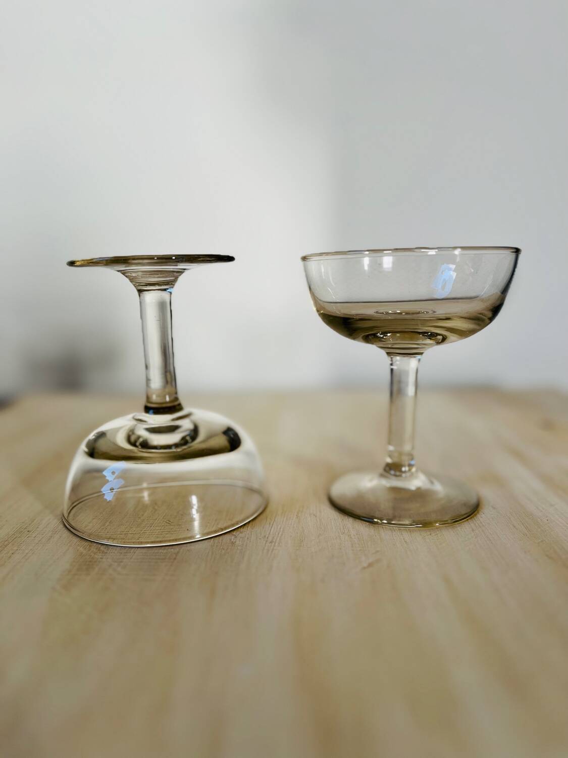 Set of 2 old champagne glasses