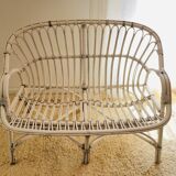 White rattan bench