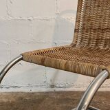 Ensemble de 4 chaises mr10 en rotin de mies van der rohe
