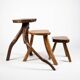 Large brutalist stool in solid antique wood