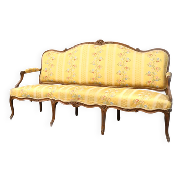 Natural wood canapé, moulded and carved, late 19th to early 20th century.