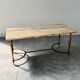 Elegant travertine coffee table with brass base, 1970s