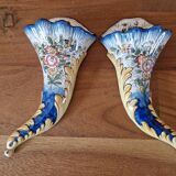 Pair of bouquet holders in Nevers earthenware - By Amand Hiver