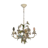 Flower painted metal chandelier