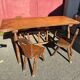 Table and 4 wooden chairs set