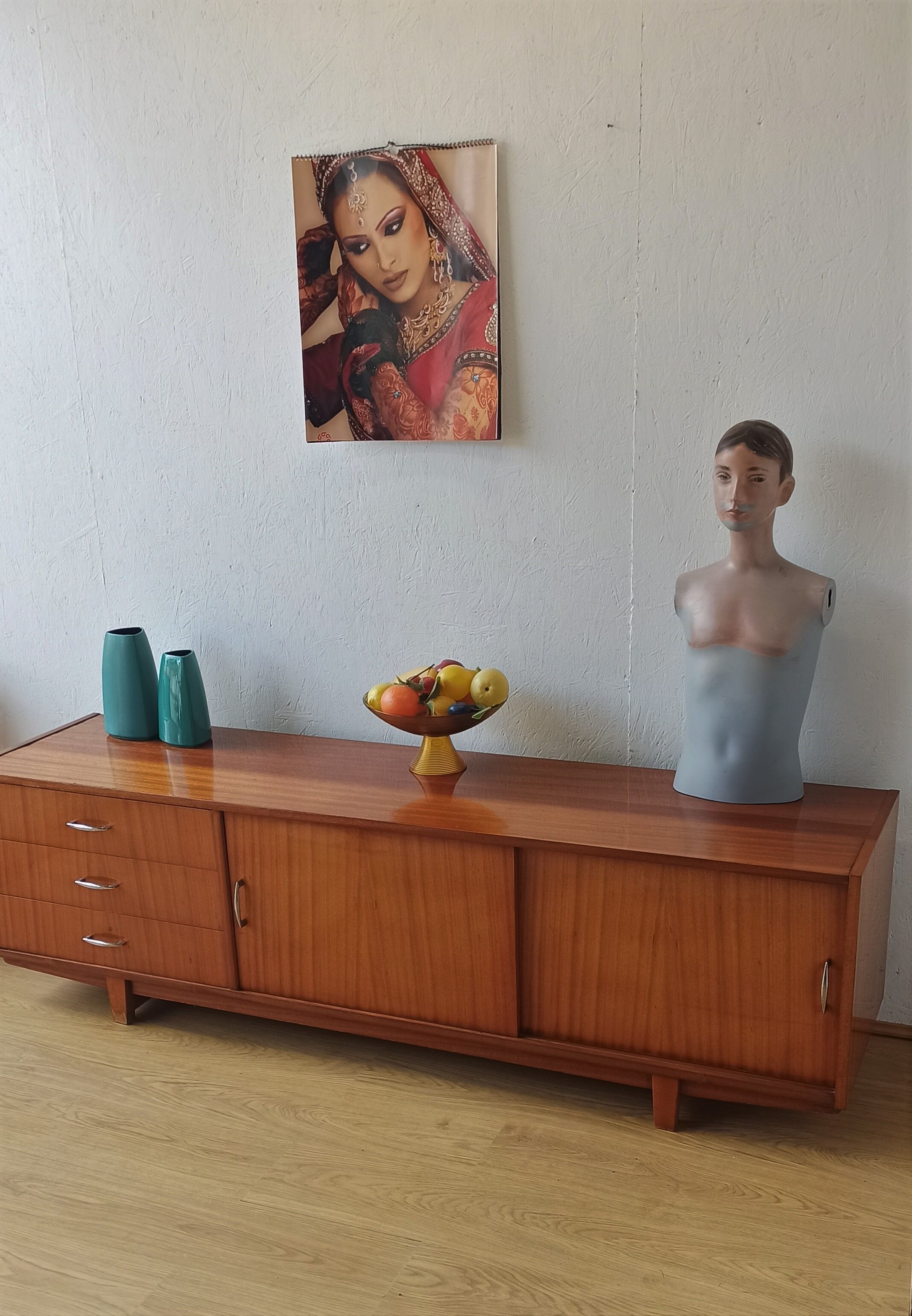 Vintage lowboard with drawers and shelves, 1970