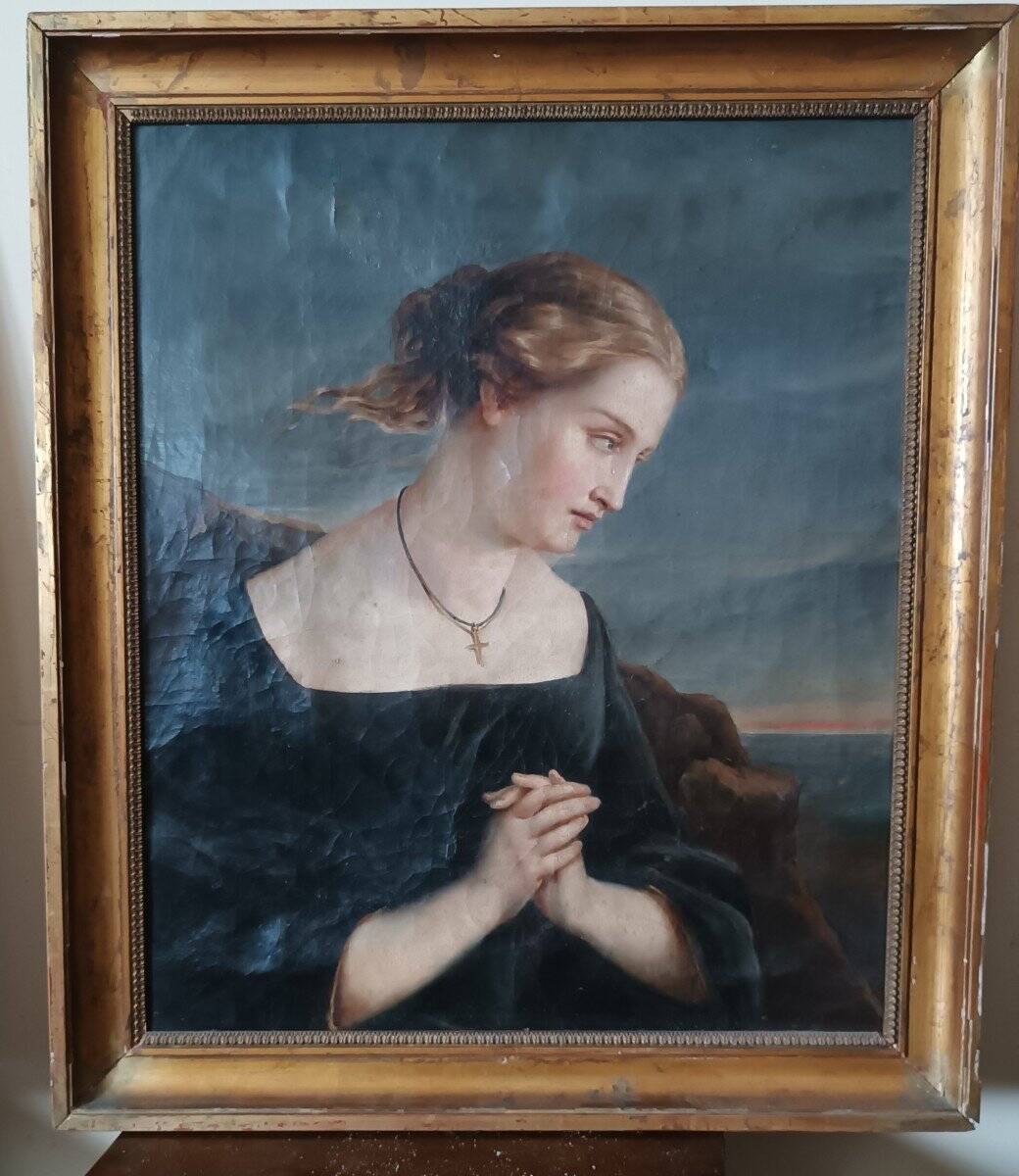 Tableau Ancien Portrait Féminin Du 19ème Siècle
