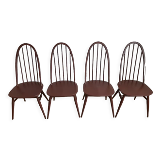 Series of 4 chairs stamped Ercol