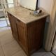 Antique sideboard chest of drawers in oak wood and marble top