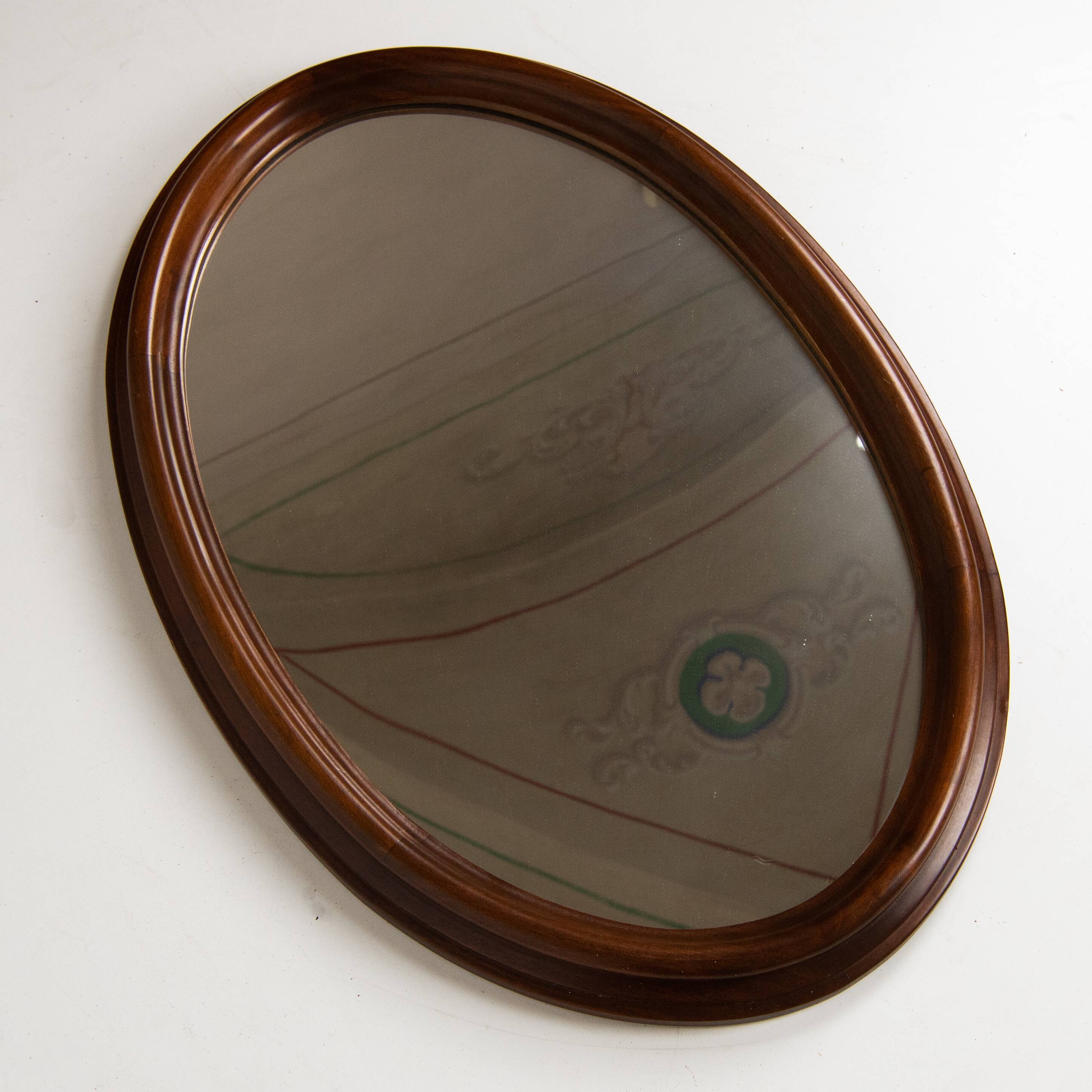 1950 Vintage Oval wood Mirror